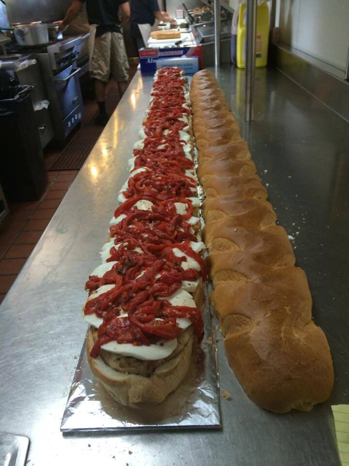 A six-foot grilled chicken party sub