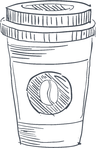 Hand-drawn illustration of a coffee cup