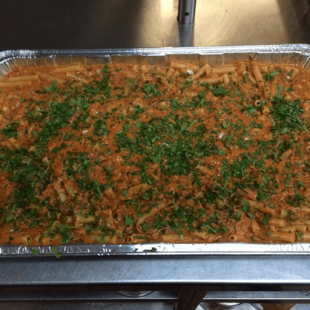 Catering trays of pasta