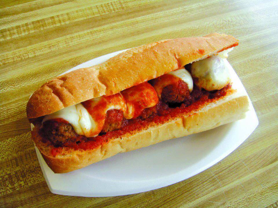 A meatball parmigiana sub
